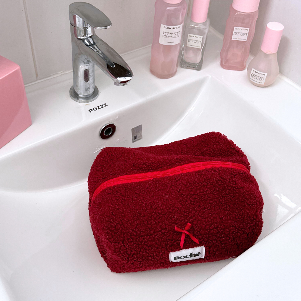 Teddy Series Puffed Pouchie in Oxblood