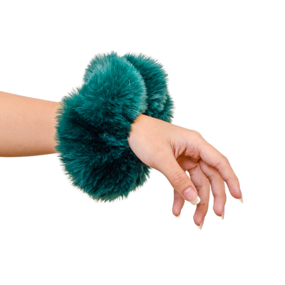 Donut Fur Scrunchie in Emerald Green