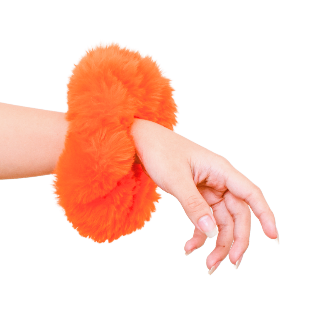 Donut Fur Scrunchie in Tangerine