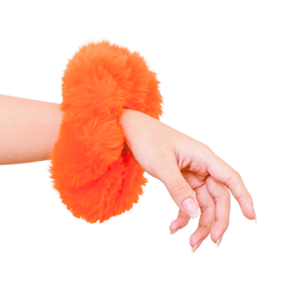 Donut Fur Scrunchie in Tangerine