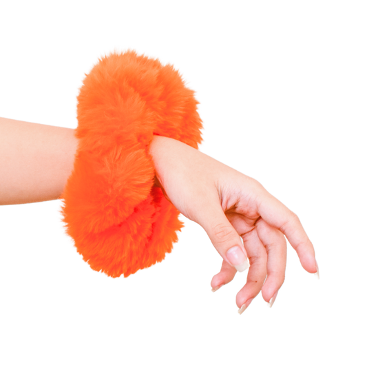 Donut Fur Scrunchie in Tangerine