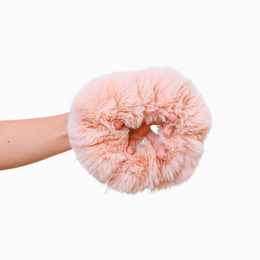 Donut Fur Scrunchie in Blush Pink