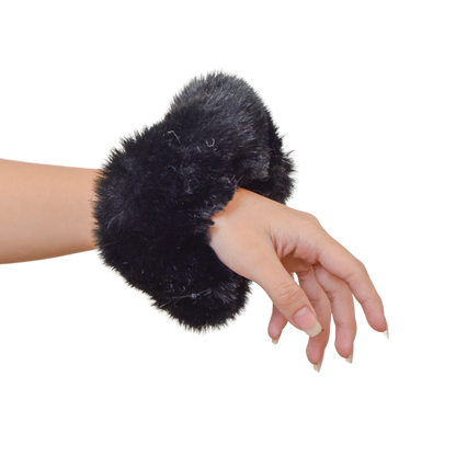 Donut Fur Scrunchie in Black